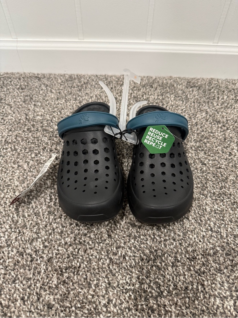 Joybees Kids Black Clog Sandals with Teal Strap - Crocs-style